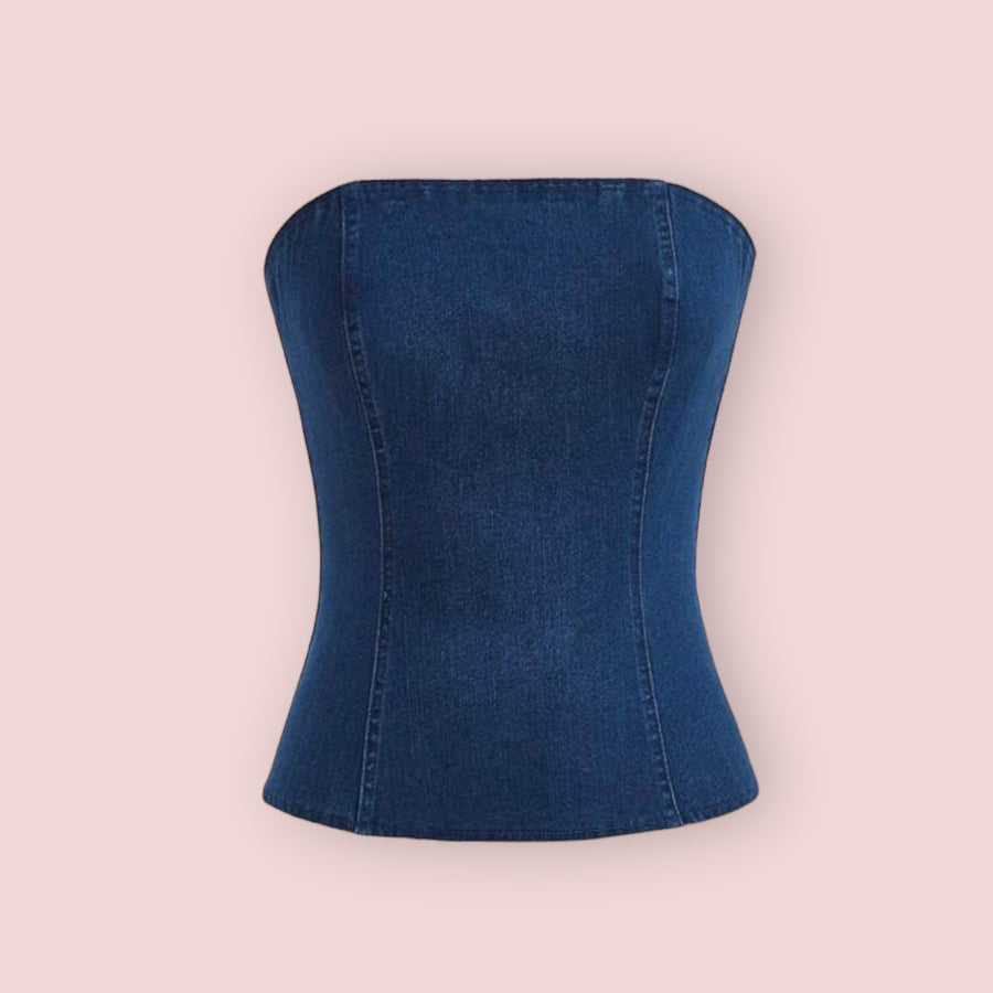 Top bustier en jean brut