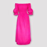 Robe longue évasée rose