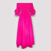 Robe longue évasée rose