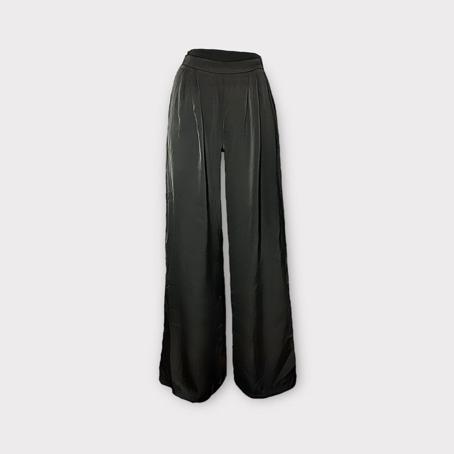 Pantalon large à pince en satin