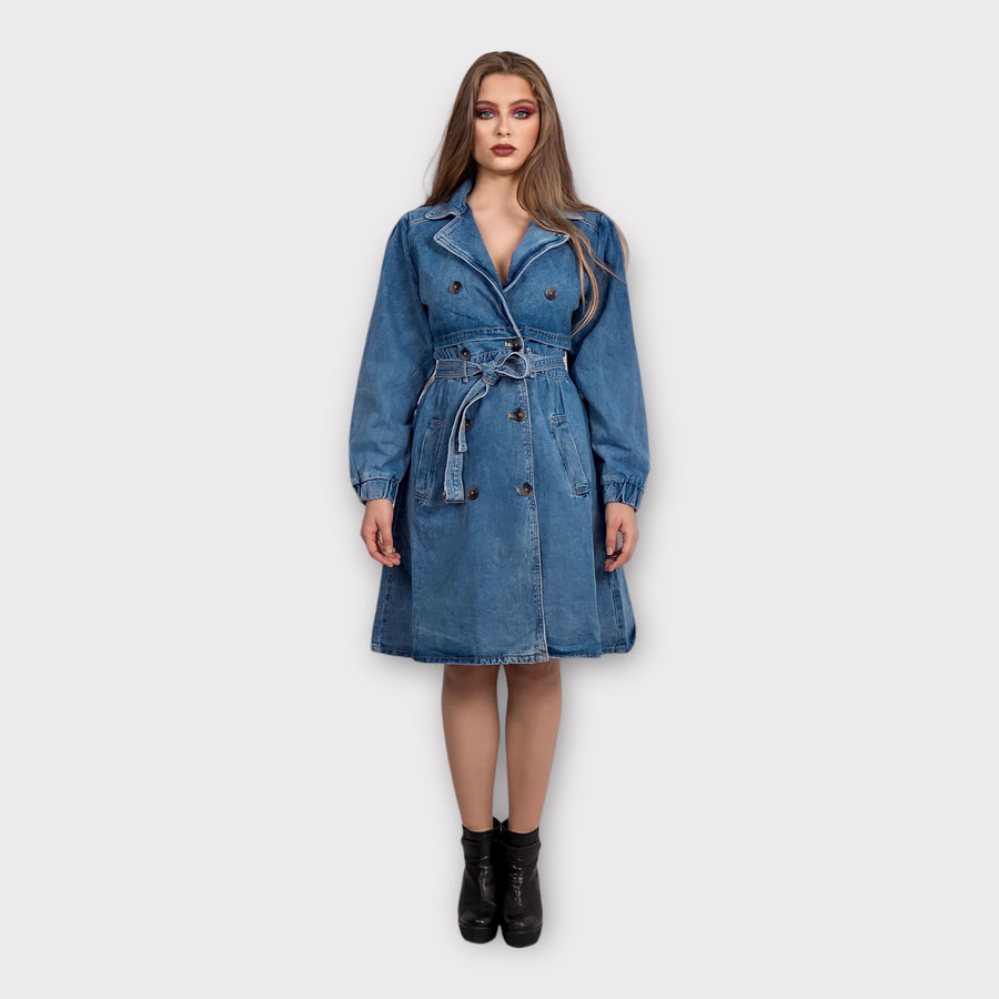 Robe en jean boutons croisés