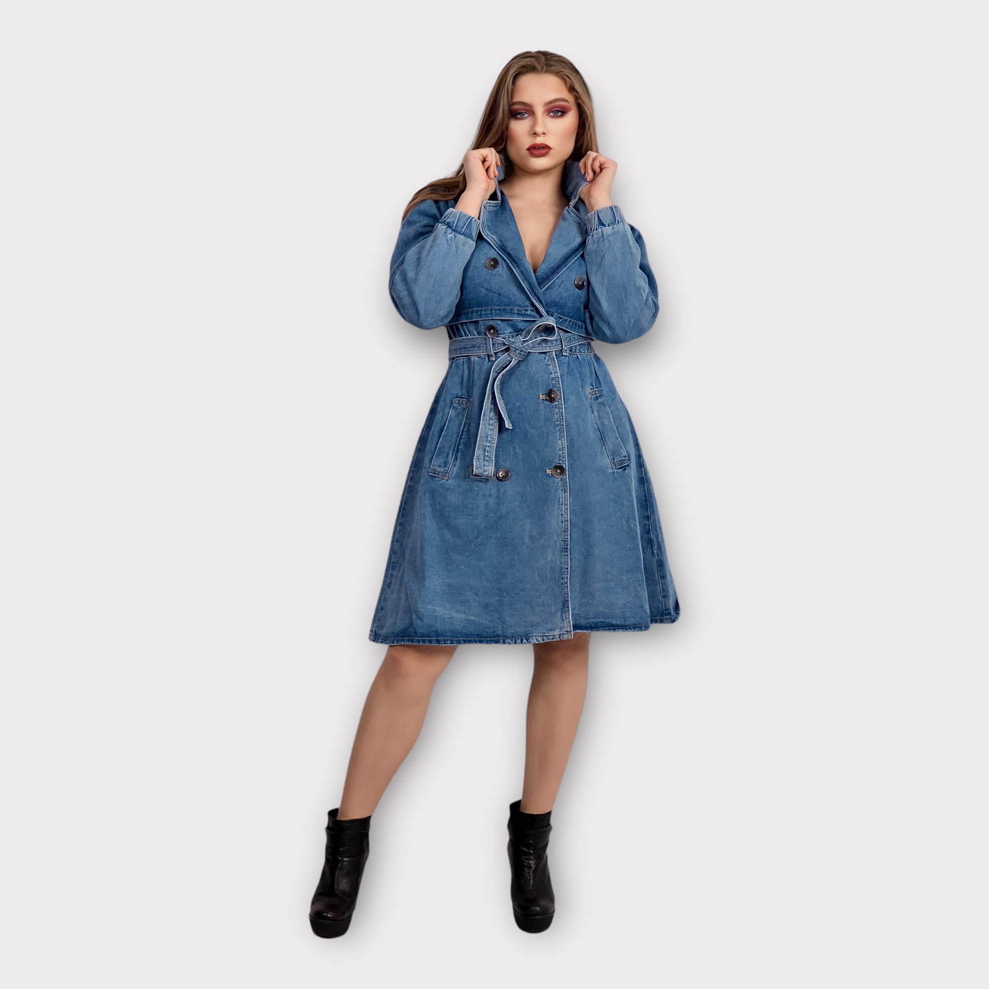 Robe en jean boutons croisés