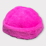 Bonnet fausse fourrure rose fluo