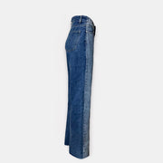 Pantalon large bi-colore en jean