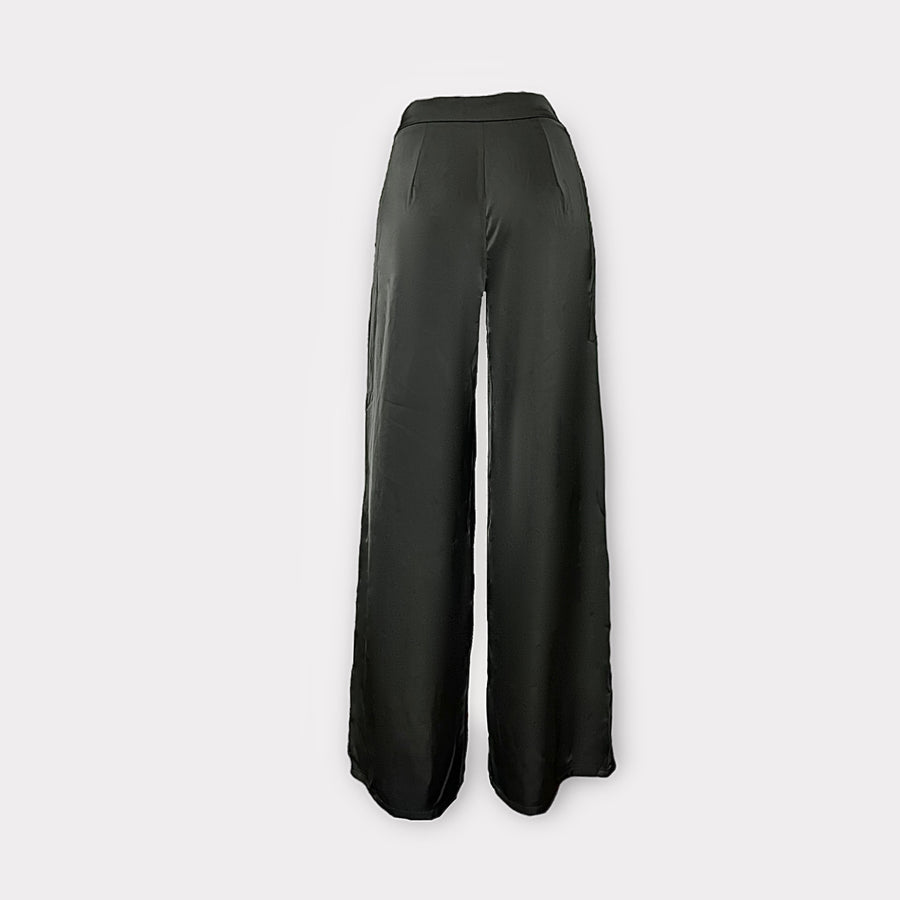 Pantalon large à pince en satin