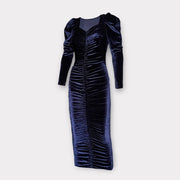 Robe mi-longue manches longues en velours