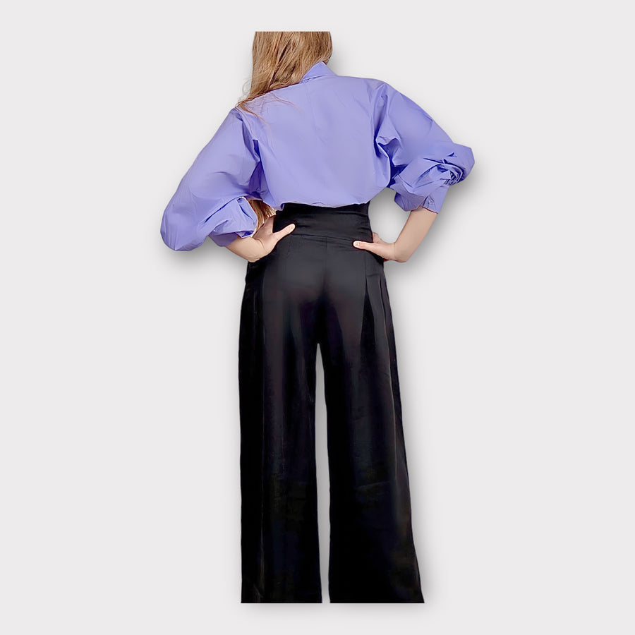 Pantalon long et large taille haute