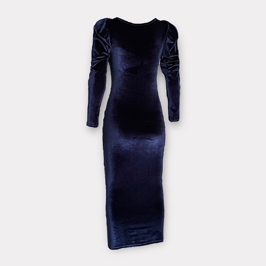 Robe mi-longue manches longues en velours