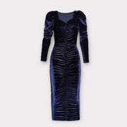 Robe mi-longue manches longues en velours